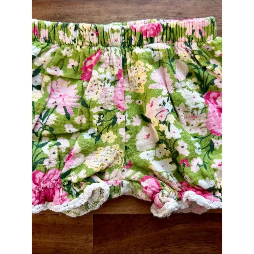 SweetHoney Girls Green Thumb Floral Beach Set 4T Ruffle Tank Bloomers Lace
